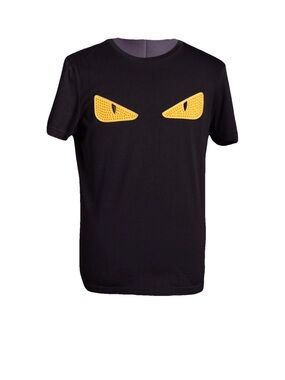 Fendi Black Tee with Branded Hem Tag